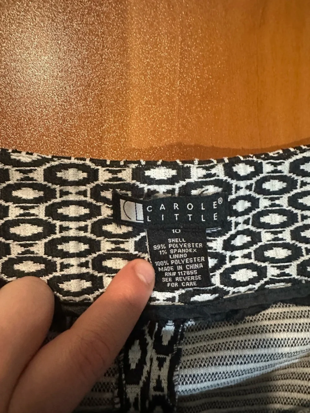 Carole Little Geometric Print Pencil Skirt Black White Size 10